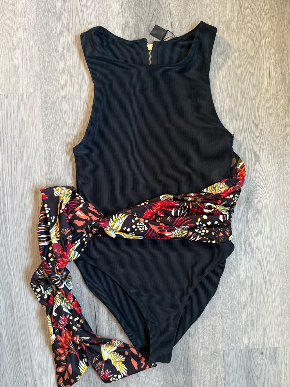 SAME Los Angeles Black One Piece Ribbed Swimsuit